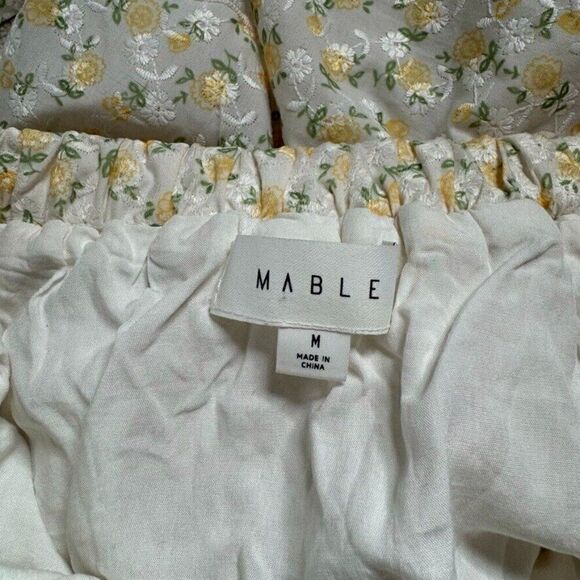 Mable Lexi Lace Up Yellow Floral Ruffle Cut Out Mini Dress Sz M - Picture 3 of 9